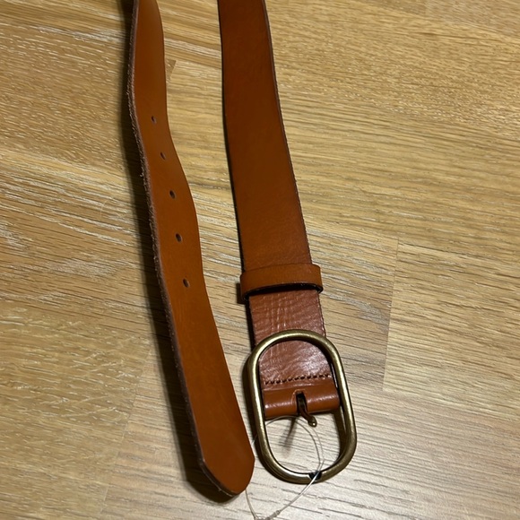 Anthropologie Brown Leather Belt with Gold Buckle size XL